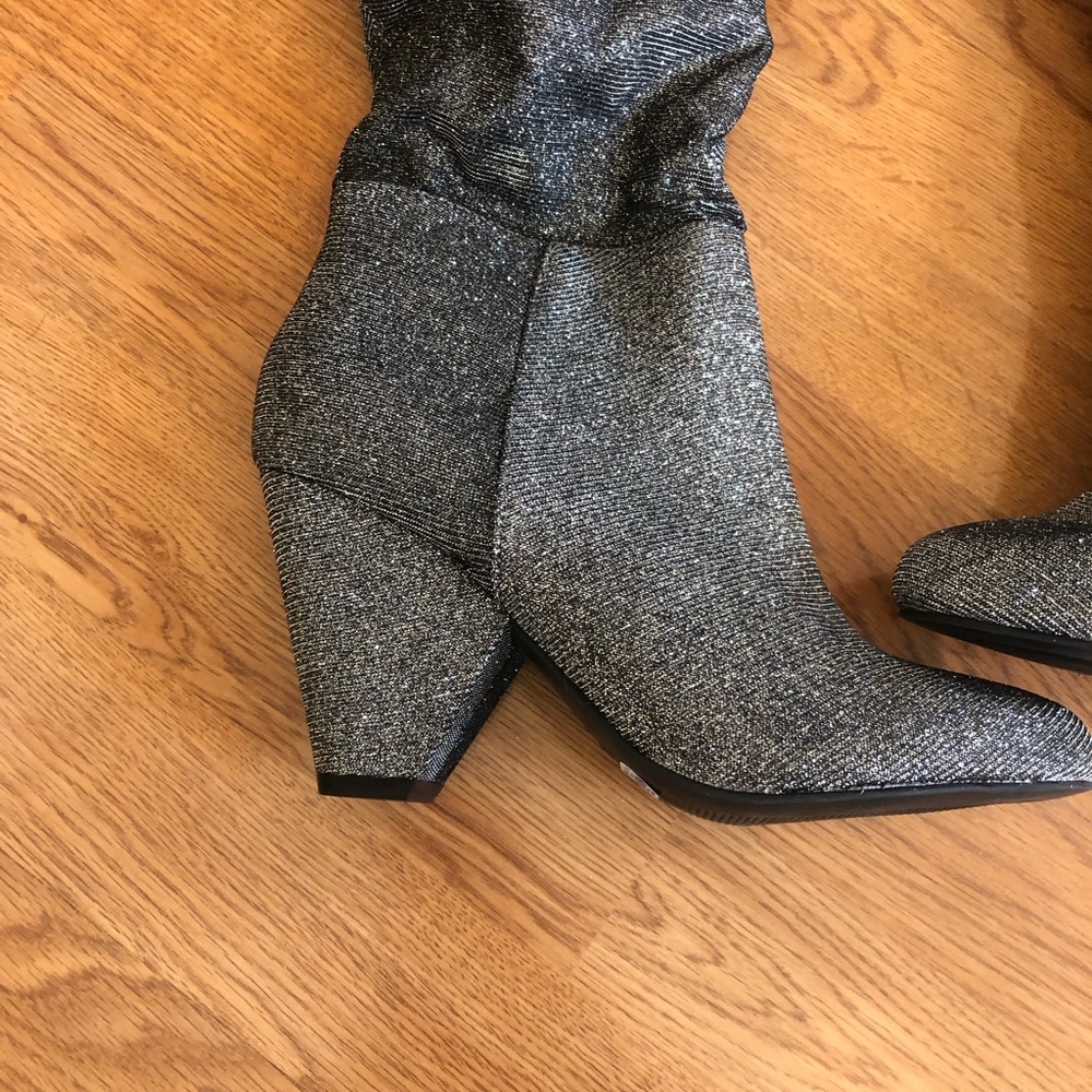 Torrid Slouchy Sparkly Silver Boots Wide 8 - Picture 5 of 11